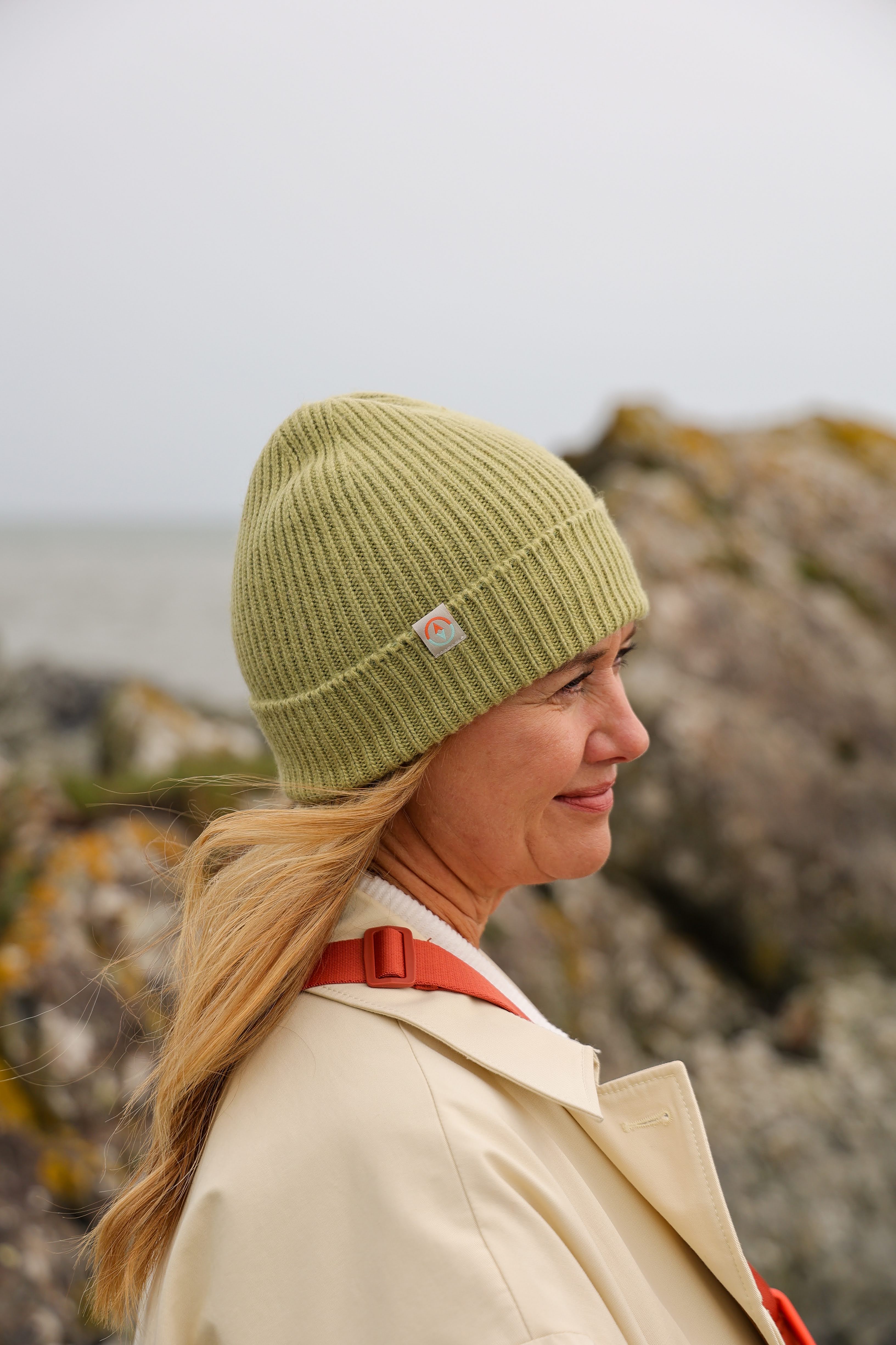 Malin Cashmere + Merino Mix Ribbed Beanie - Pistachio Green