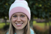 Rue Wool Mix Stripe Beanie - Peony Pink