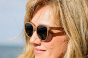 Made with a sustainable speckled wheatstraw or coffee residue frame and walnut wood temples, it's lightweight, comfortable and eco-friendly. Available in charcoal, olive green, coffee and mint frames and fitted with UV400 polarised lenses in smoke, mirrored rose pink and mirrored honey, they are a natural, biodegradable alternative to plastic sunglasses.