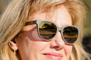 Made with a sustainable speckled wheatstraw or coffee residue frame and walnut wood temples, it's lightweight, comfortable and eco-friendly. Available in charcoal, olive green, coffee and mint frames and fitted with UV400 polarised lenses in smoke, mirrored rose pink and mirrored honey, they are a natural, biodegradable alternative to plastic sunglasses.