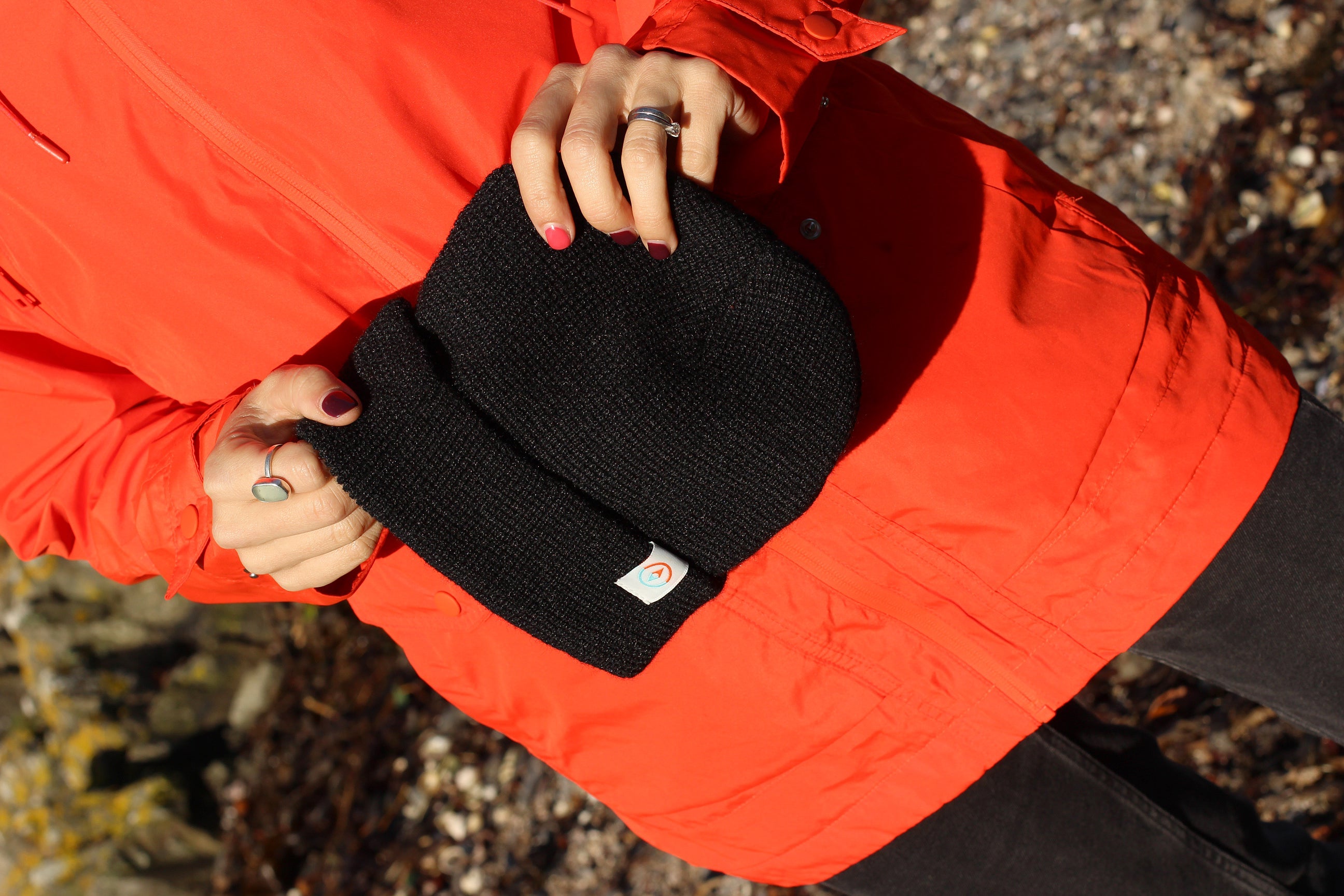 Garron Recycled Waffle Knit Beanie - Basalt Black