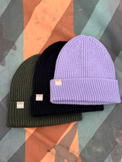 Malin Violet Cashmere + Merino Mix Ribbed Beanie