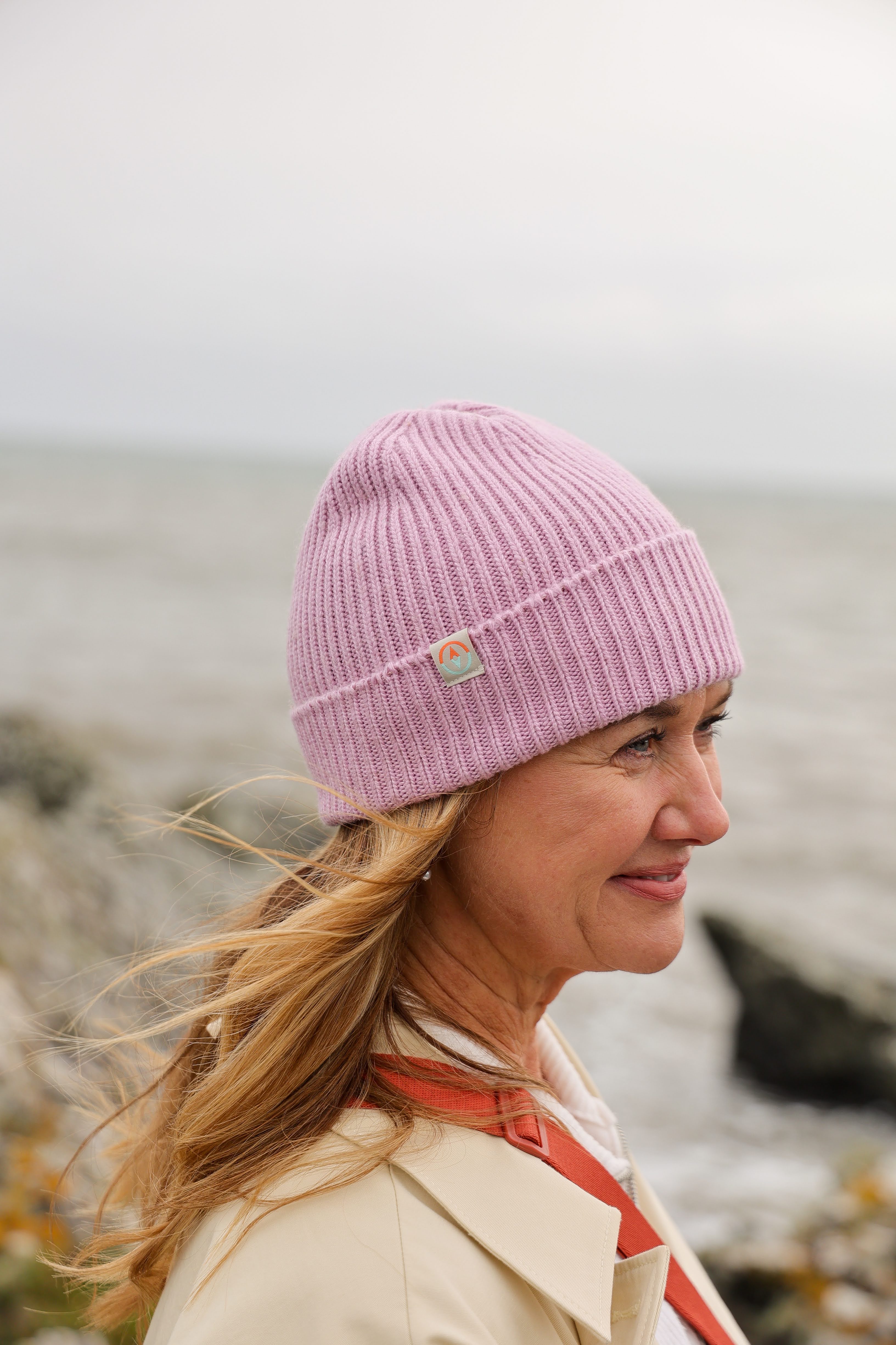 Malin Cashmere + Merino Mix Ribbed Beanie - Lavender