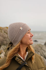 Malin Cashmere + Merino Mix Ribbed Beanie - Willow