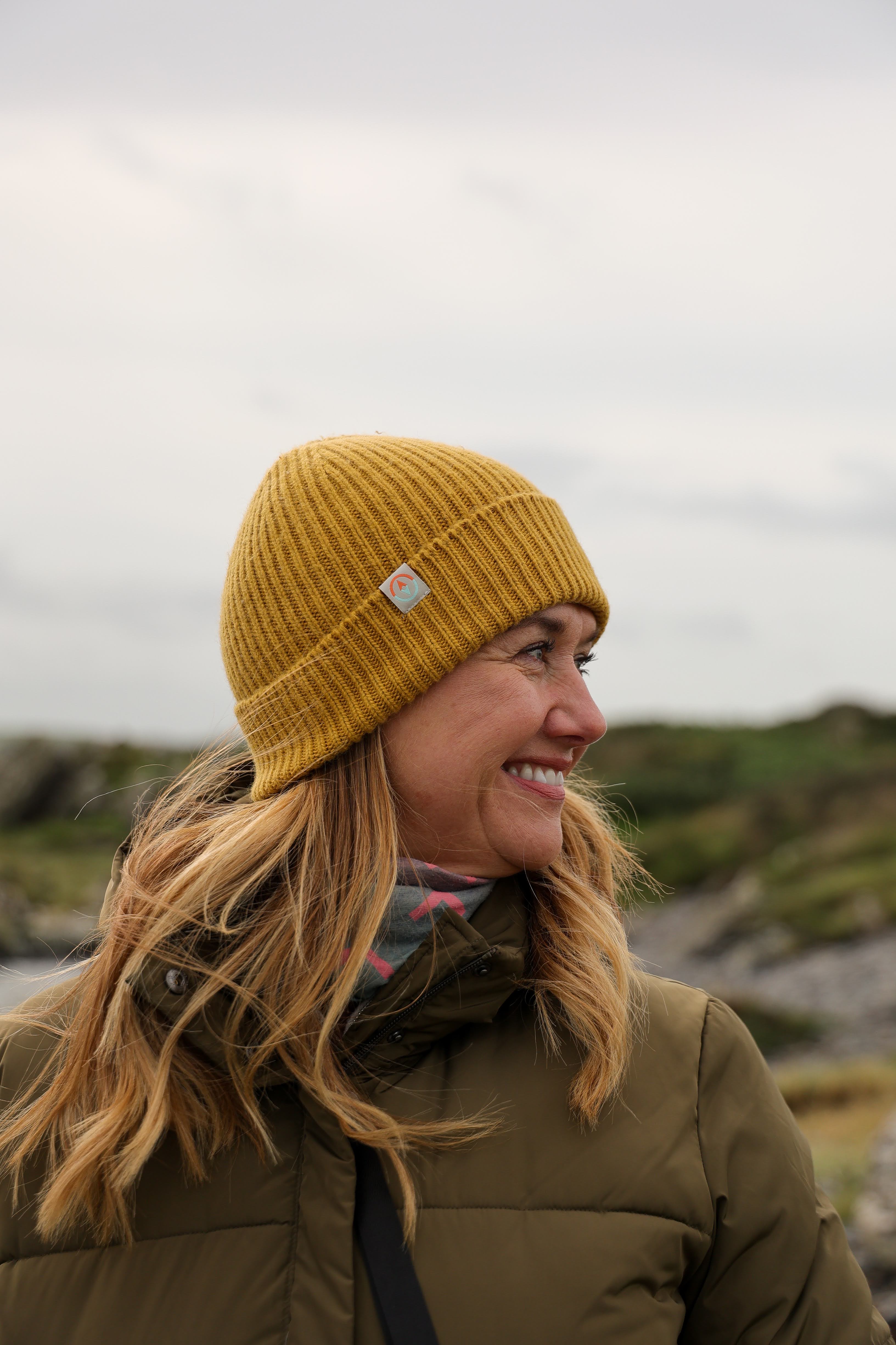 Malin Cashmere + Merino Mix Ribbed Beanie - Mustard