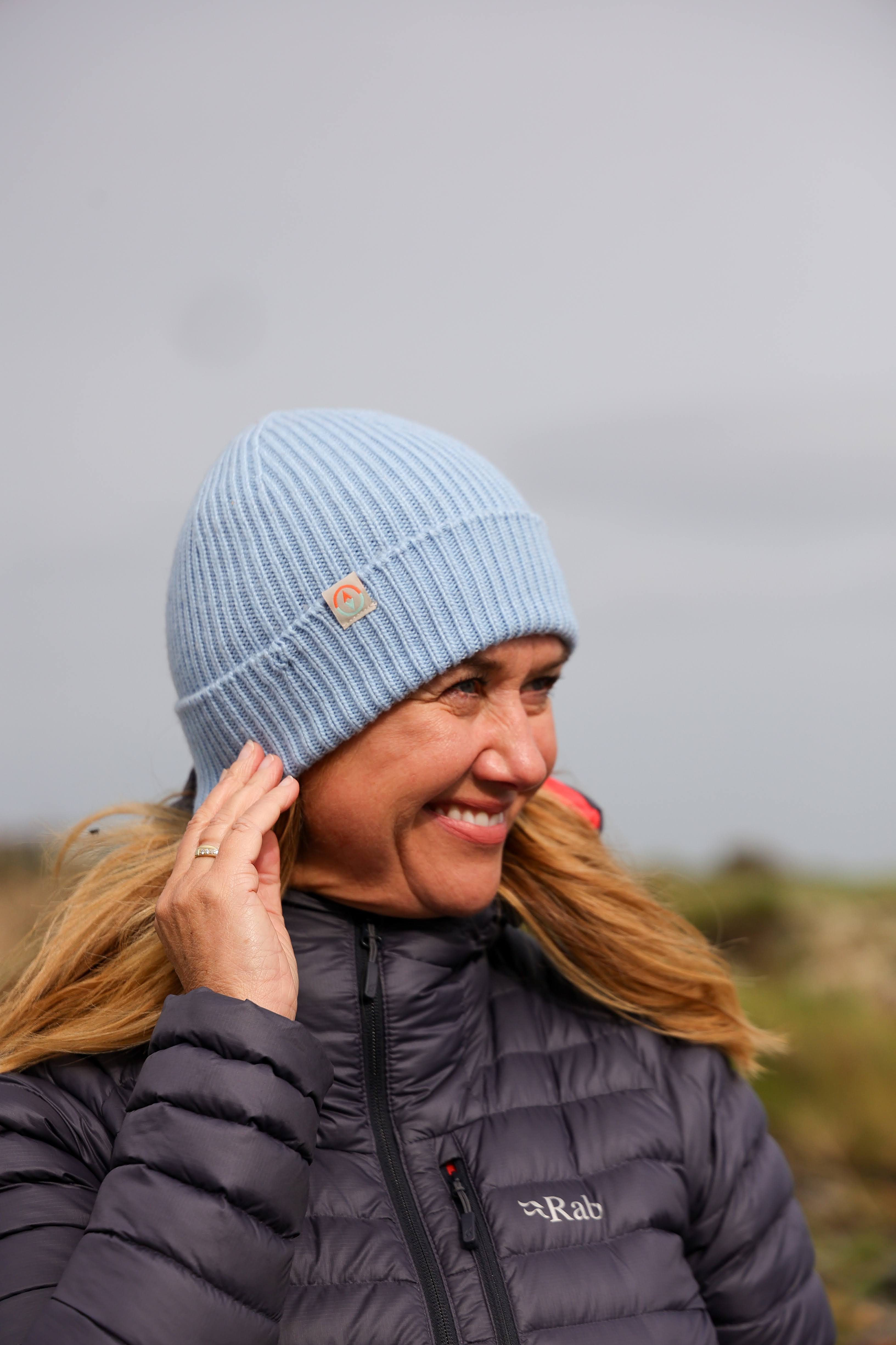 Malin Cashmere + Merino Mix Ribbed Beanie - Sky Blue