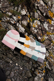 Rue Wool Mix Stripe Beanie - Peony Pink