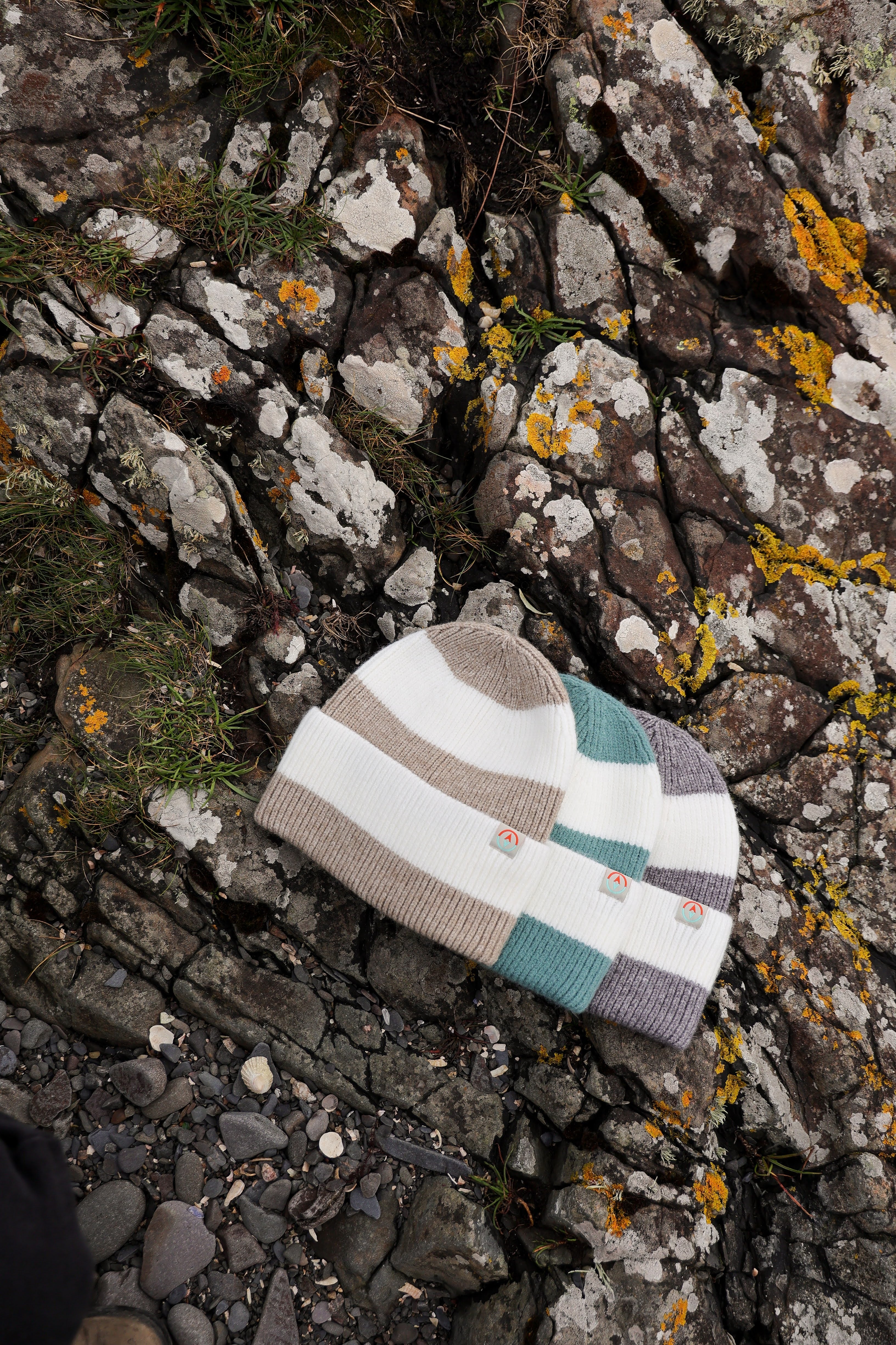 Rue Wool Mix Stripe Beanie - Barley + Cream