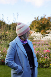 Rue Wool Mix Stripe Beanie - Peony Pink