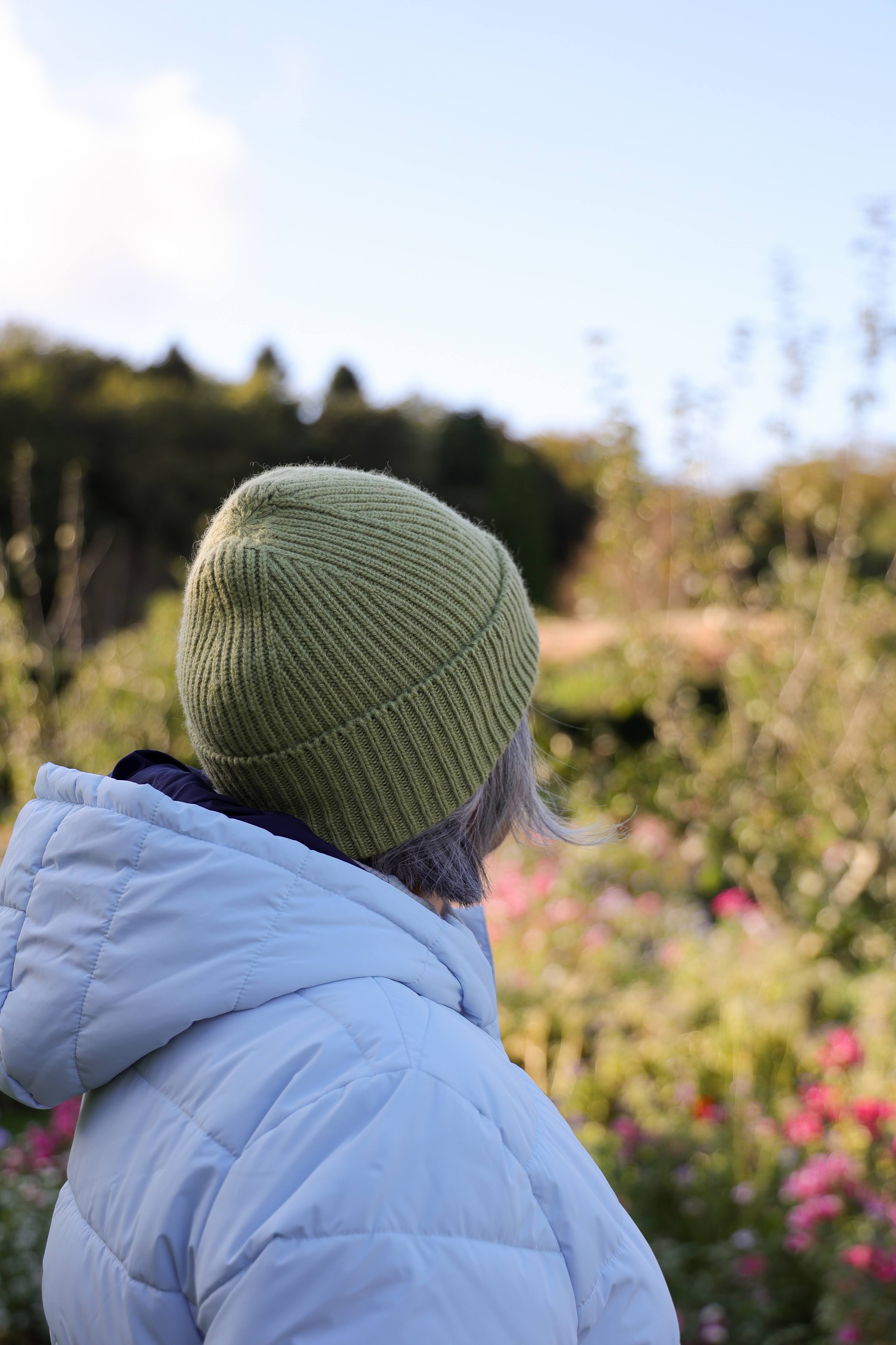 Malin Cashmere + Merino Mix Ribbed Beanie - Pistachio Green