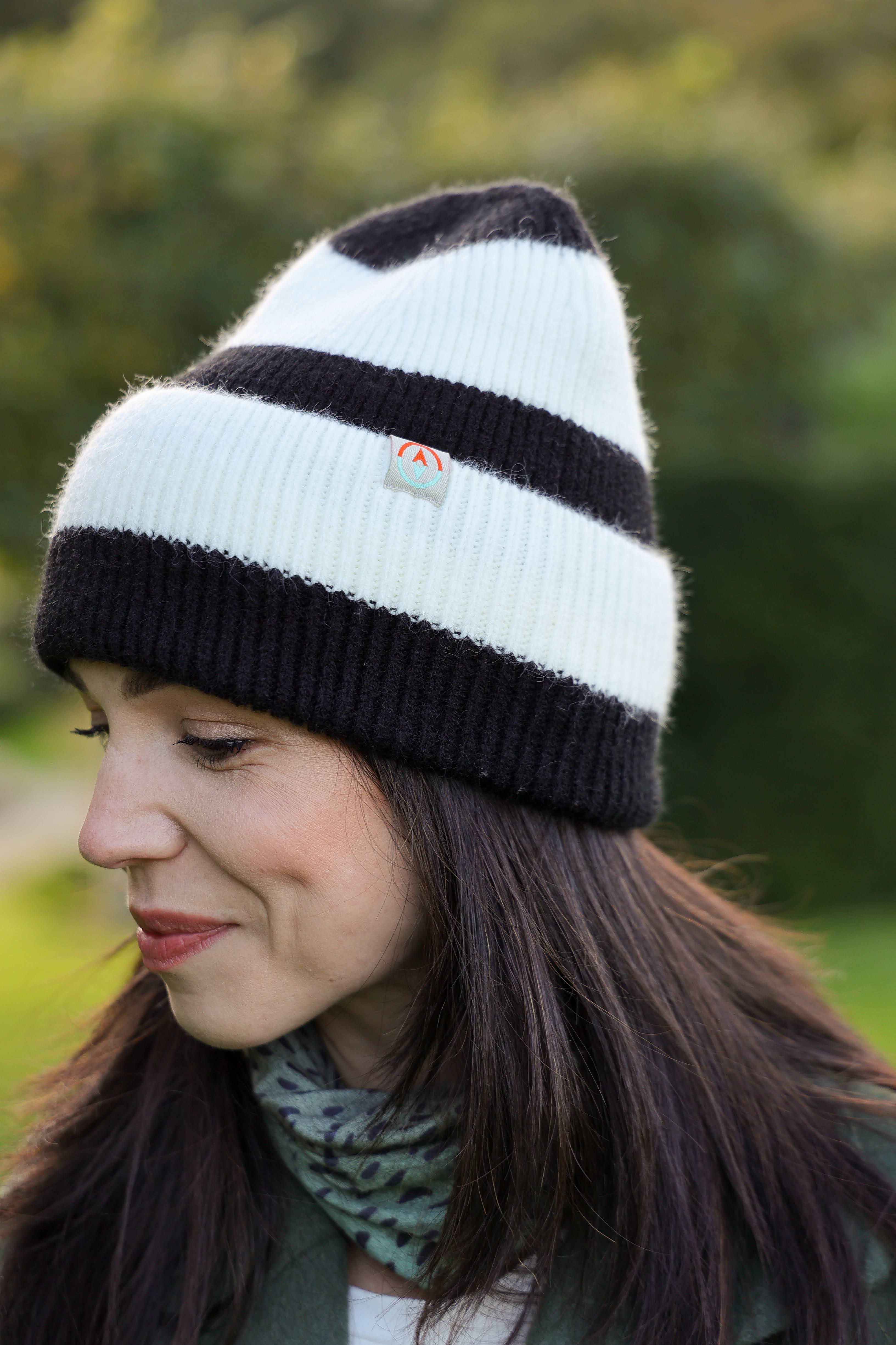 Rue Wool Mix Stripe Beanie - Basalt Black