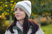 Rue Wool Mix Stripe Beanie - Barley + Cream