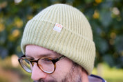 Malin Cashmere + Merino Mix Ribbed Beanie - Pistachio Green