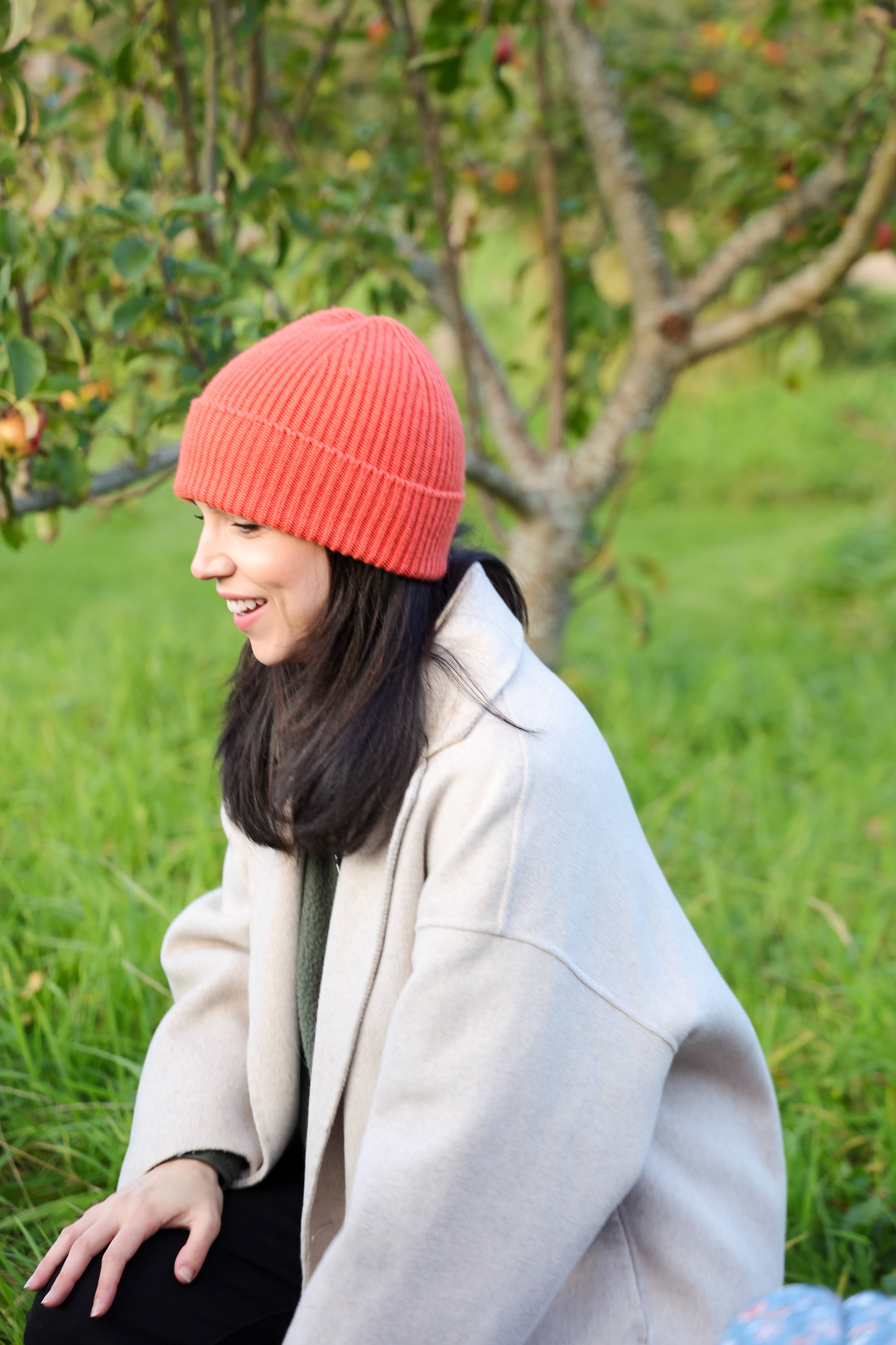 Malin Cashmere + Merino Mix Ribbed Beanie - Coral