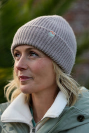 Malin Cashmere + Merino Mix Ribbed Beanie - Willow