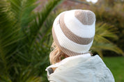 Rue Wool Mix Stripe Beanie - Barley + Cream