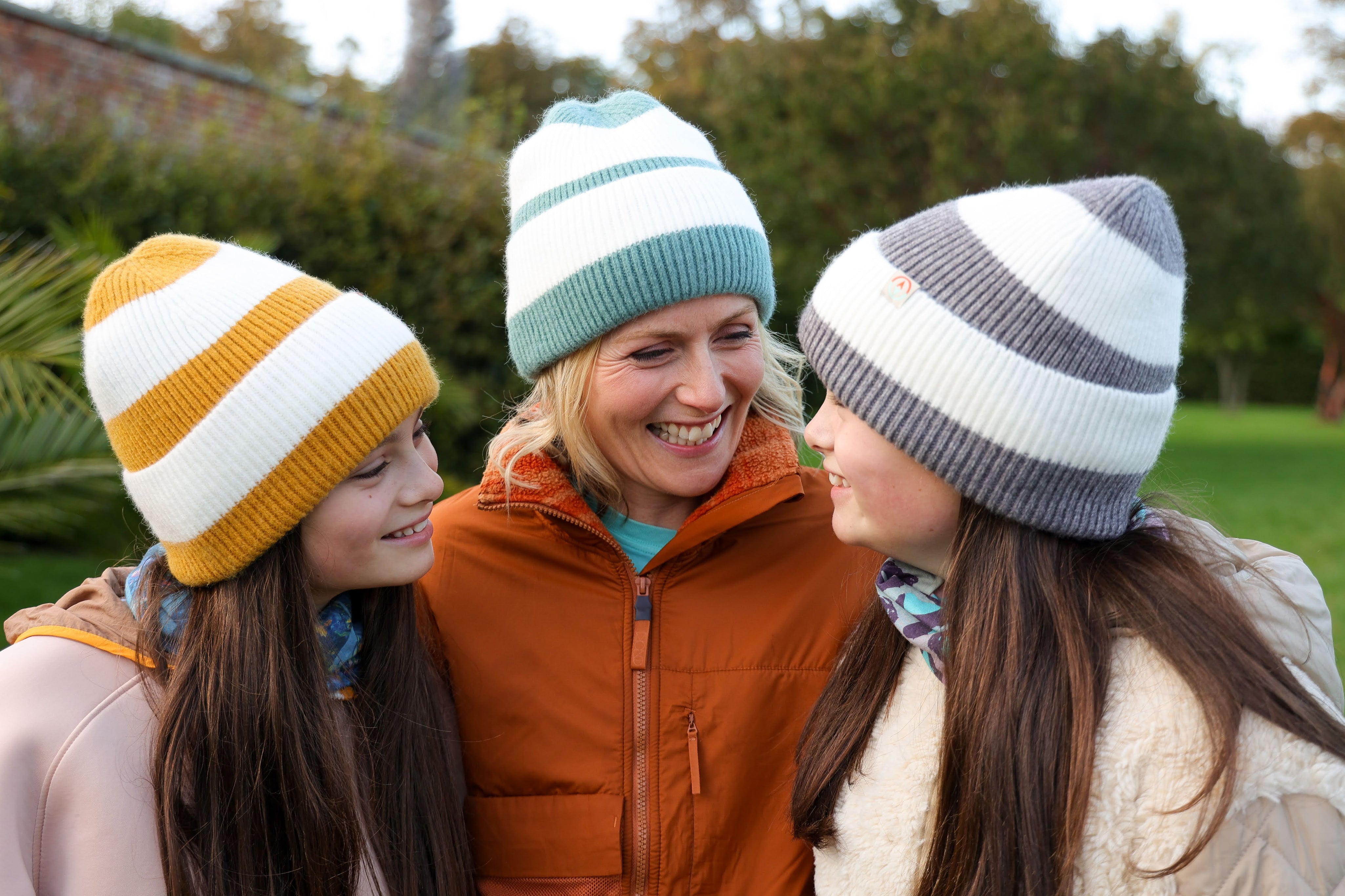 Rue Wool Mix Stripe Beanie - Mustard + Cream