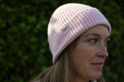 Malin Cashmere + Merino Mix Ribbed Beanie - Peony Pink