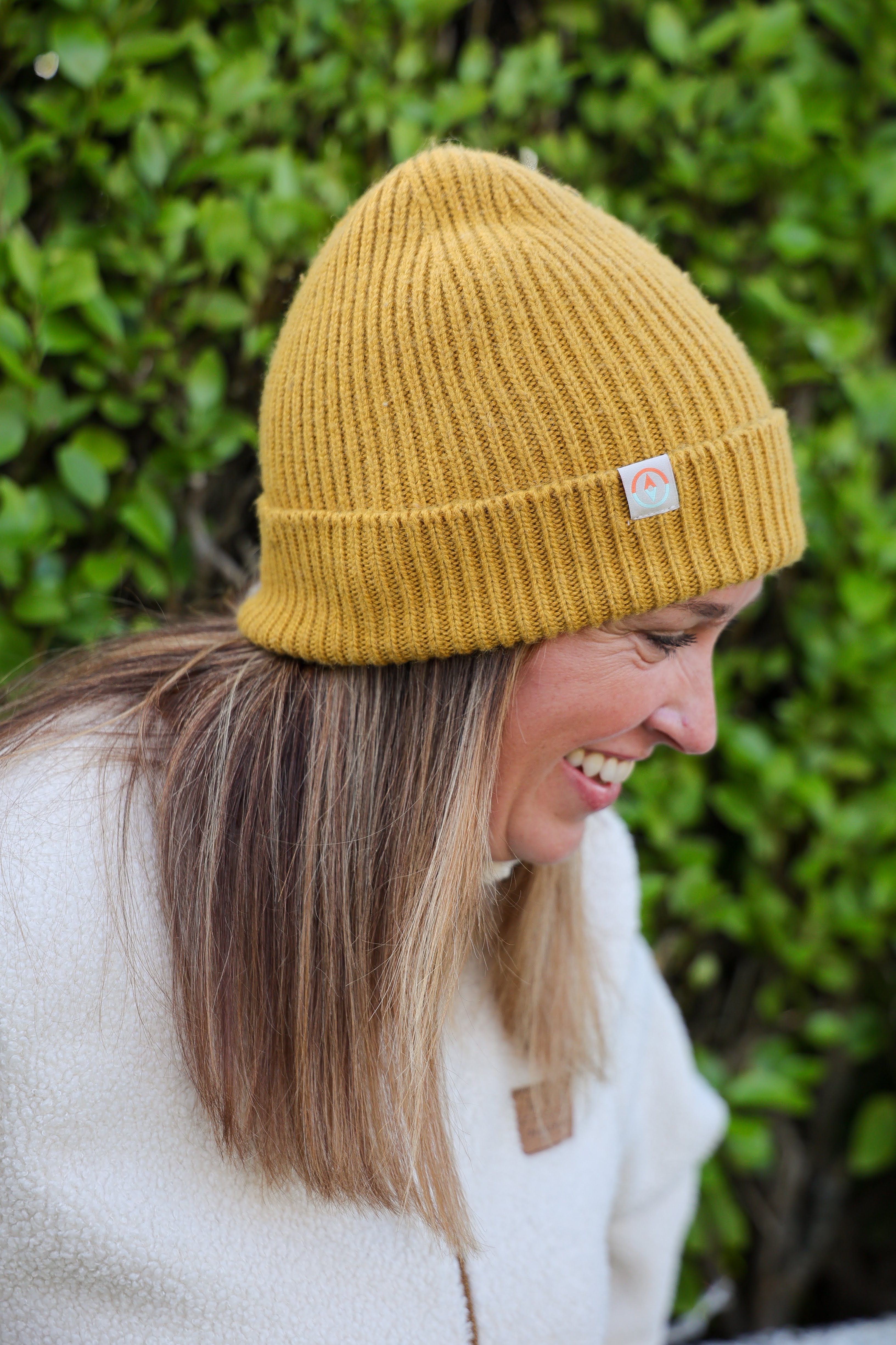 Malin Cashmere + Merino Mix Ribbed Beanie - Mustard