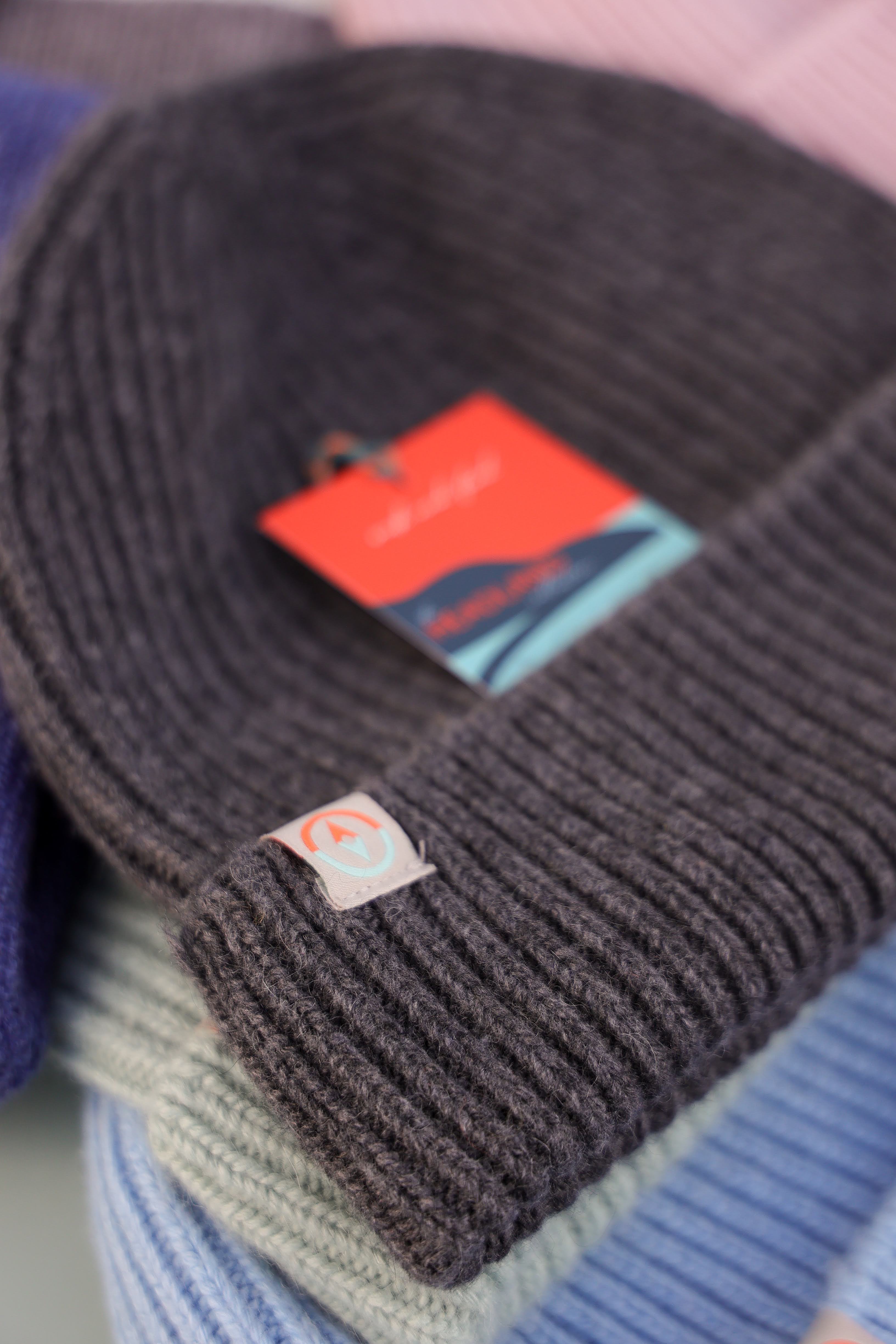 Malin Cashmere + Merino Mix Ribbed Beanie - Slate Grey