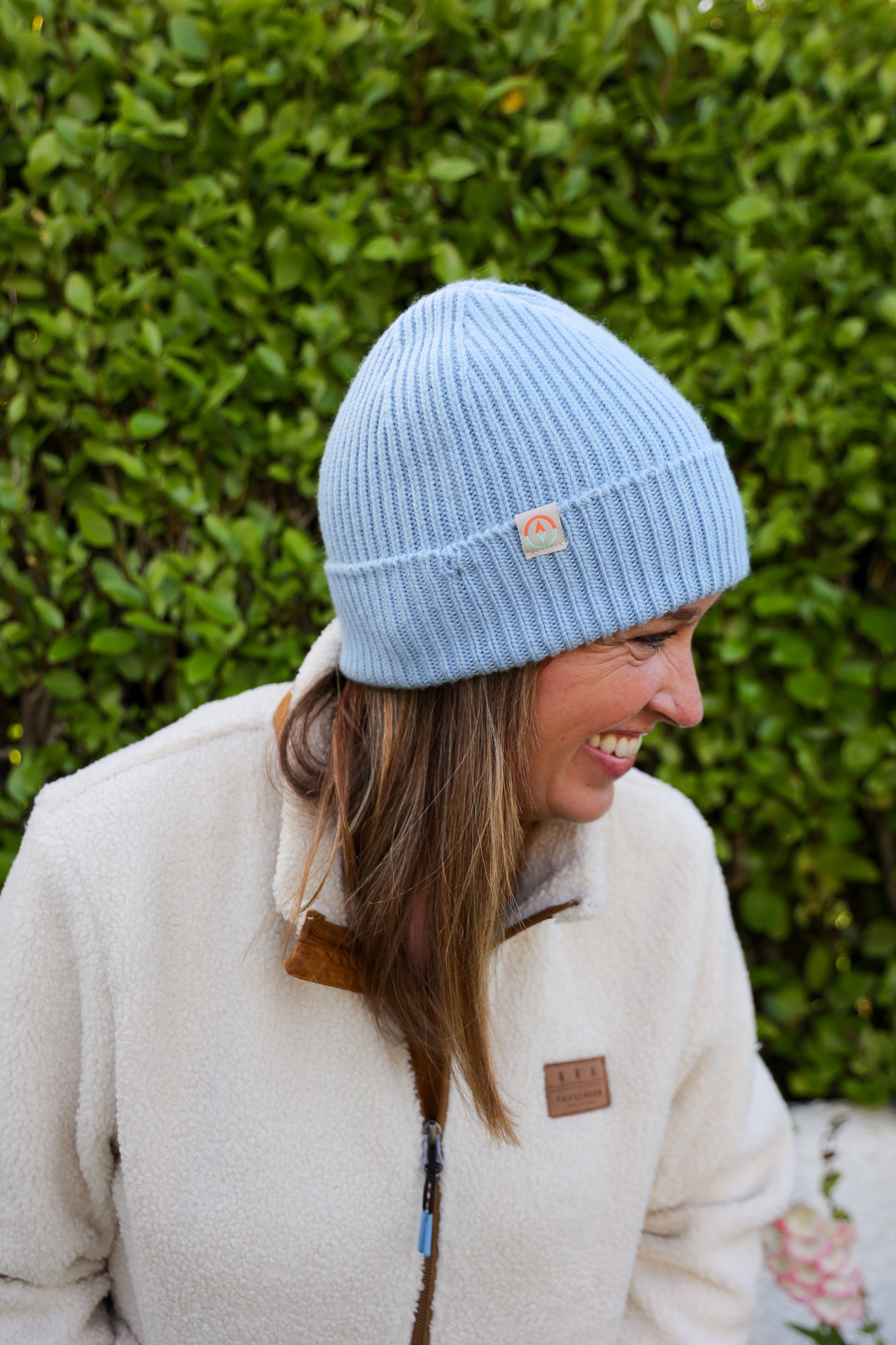 Malin Cashmere + Merino Mix Ribbed Beanie - Sky Blue