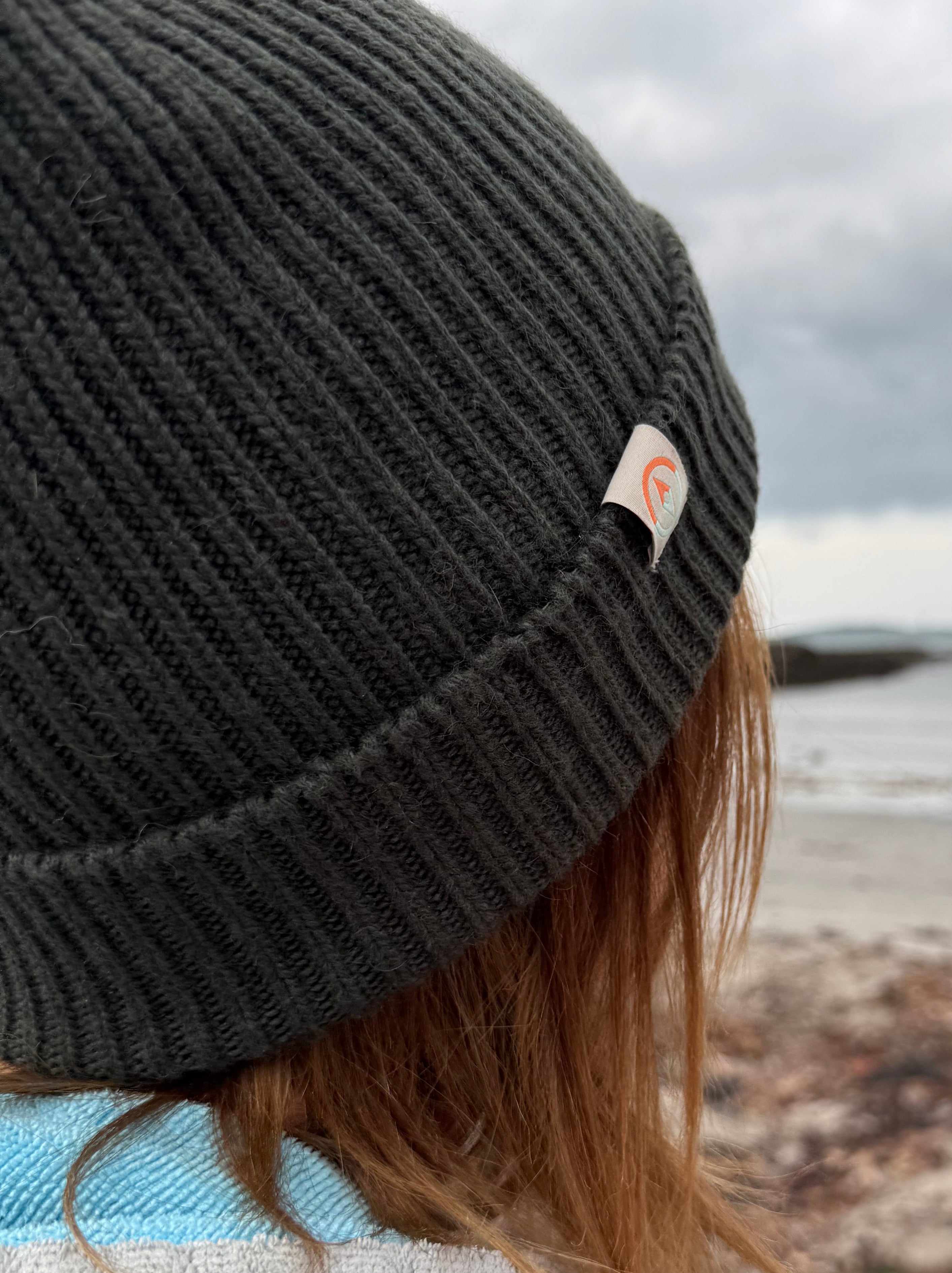 Malin Pine Green Cashmere + Merino Mix Ribbed Beanie