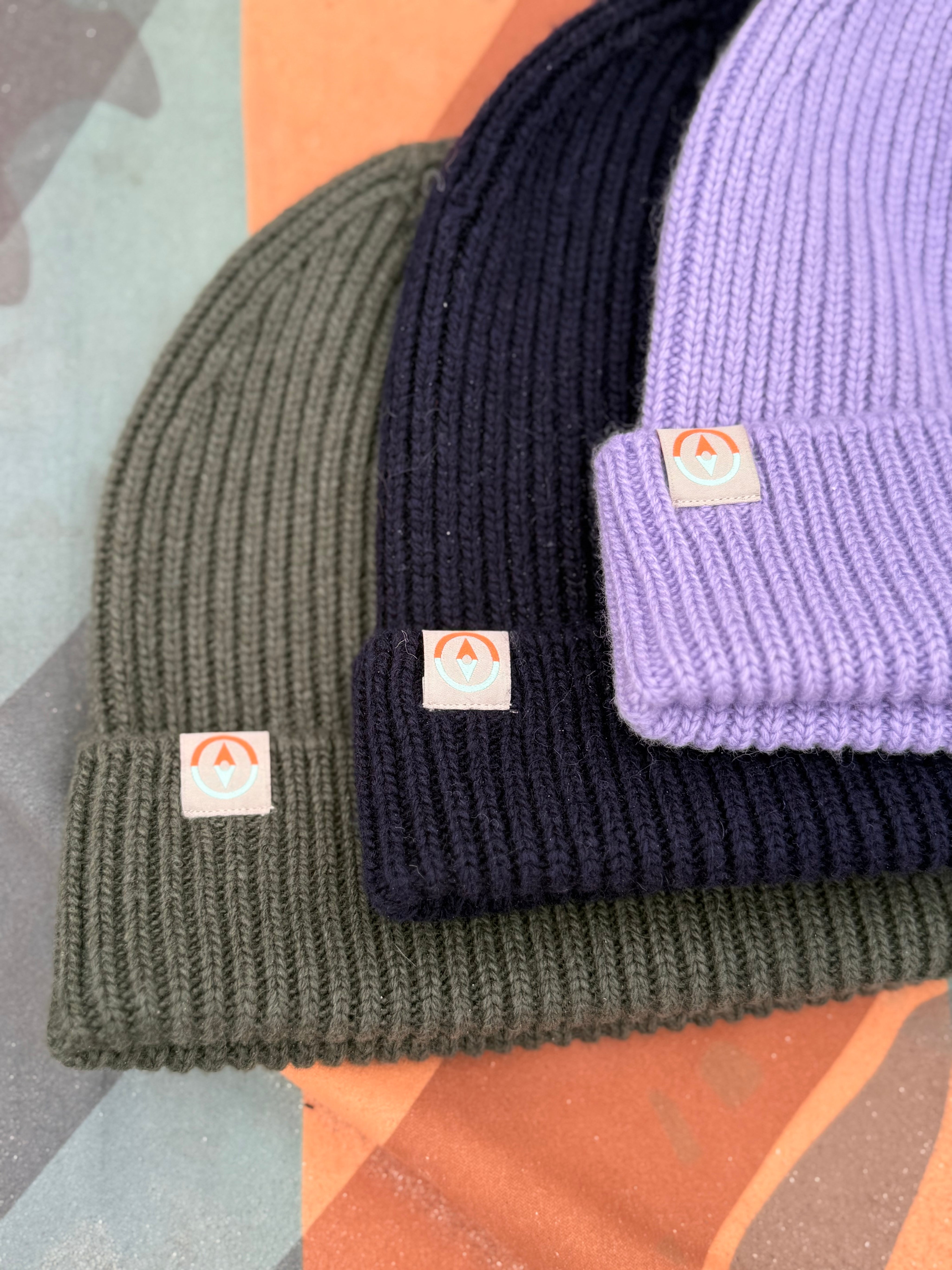 Malin Pine Green Cashmere + Merino Mix Ribbed Beanie