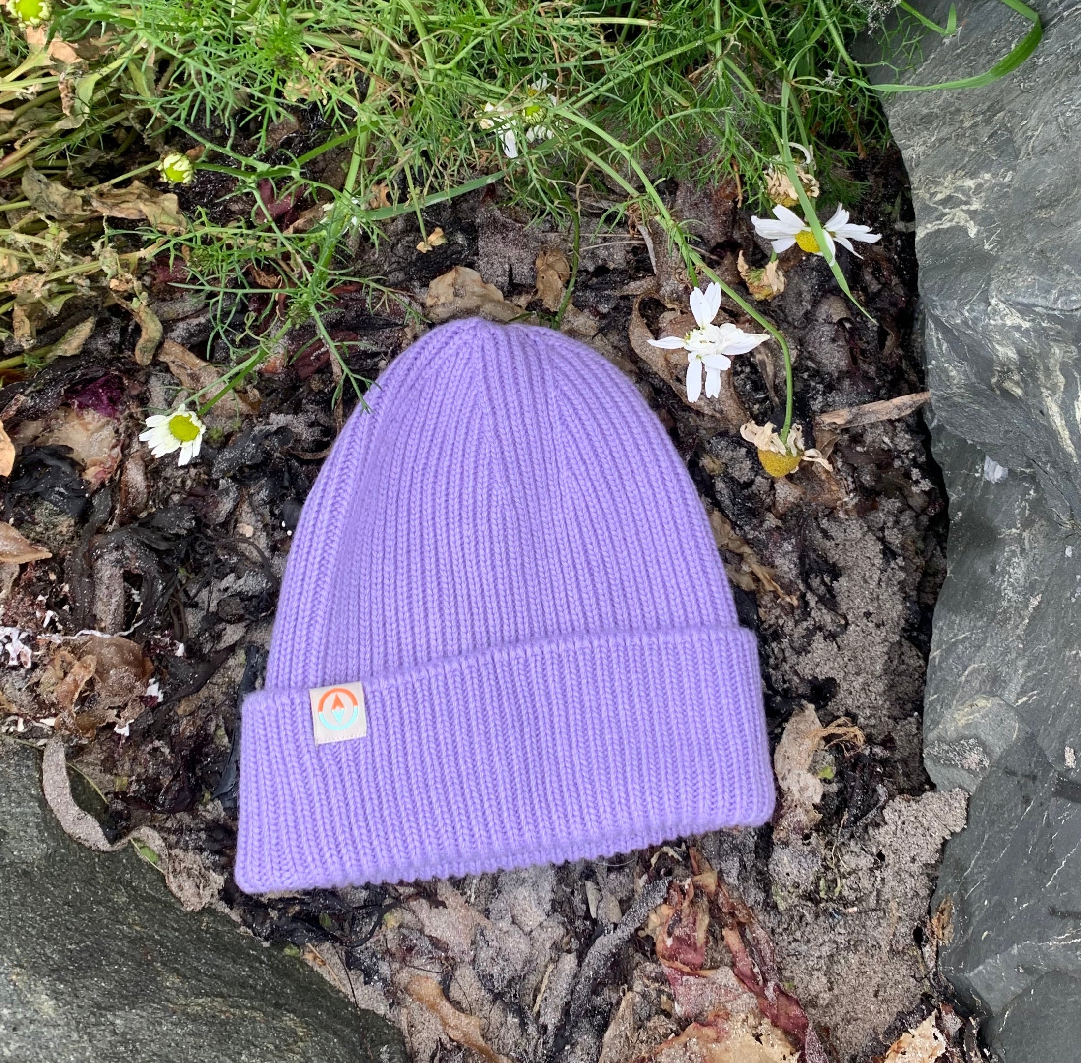 Malin Violet Cashmere + Merino Mix Ribbed Beanie