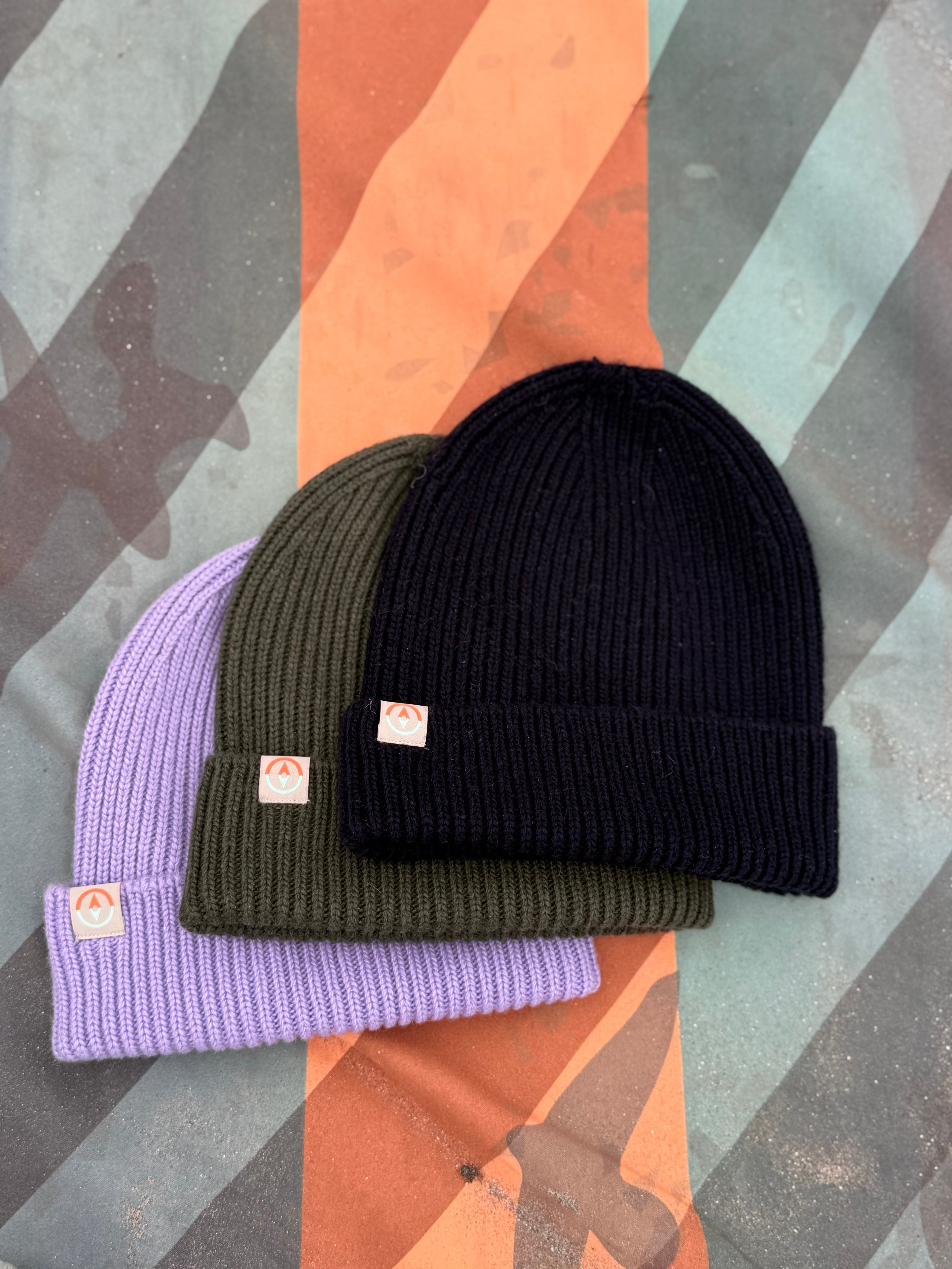 Malin Navy Cashmere + Merino Mix Ribbed Beanie