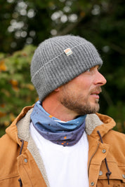 Malin Cashmere + Merino Mix Ribbed Beanie - Slate Grey