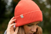 Malin Cashmere + Merino Mix Ribbed Beanie - Coral