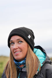 Garron Recycled Waffle Knit Beanie - Basalt Black