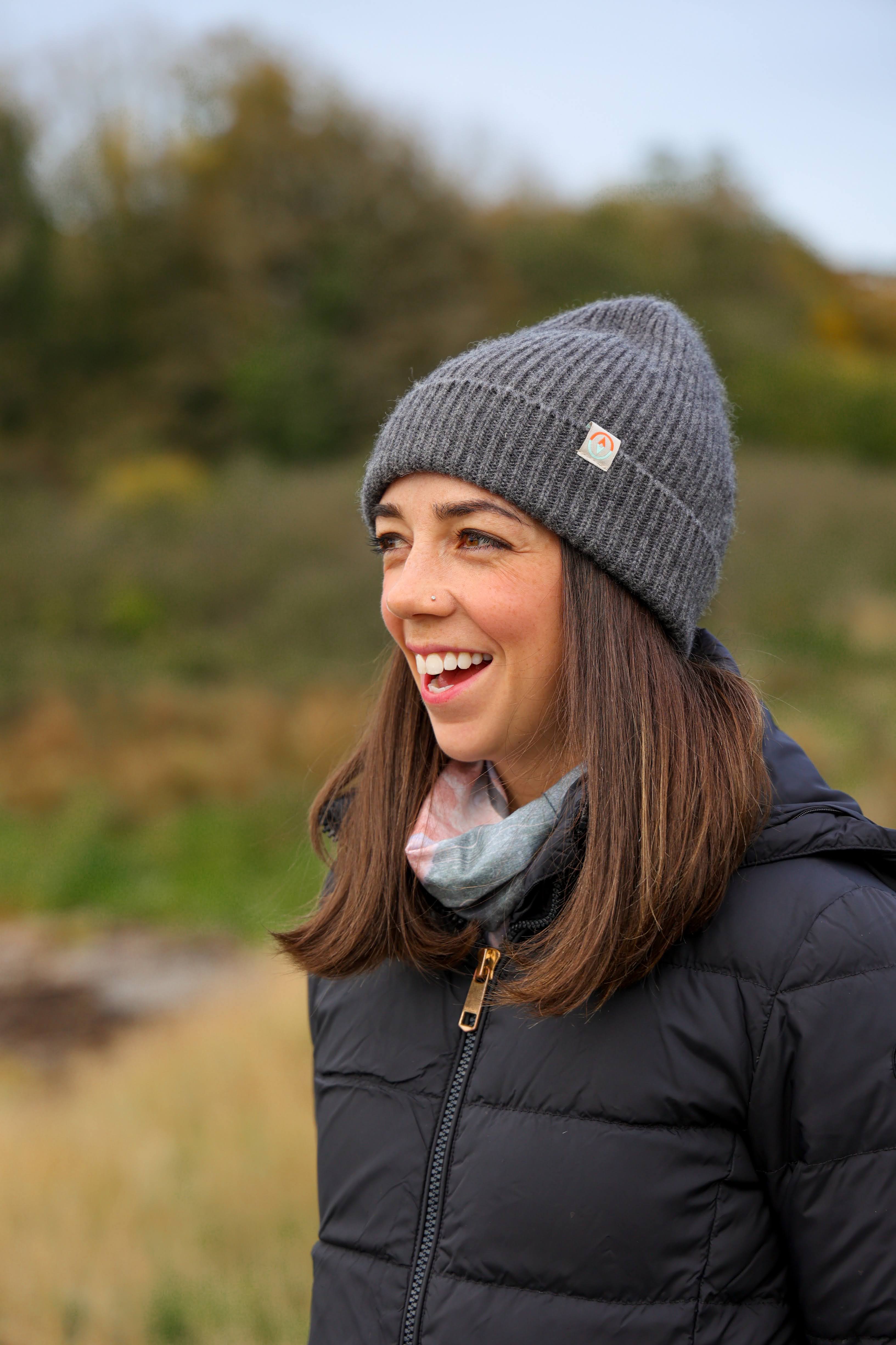 Malin Cashmere + Merino Mix Ribbed Beanie - Slate Grey