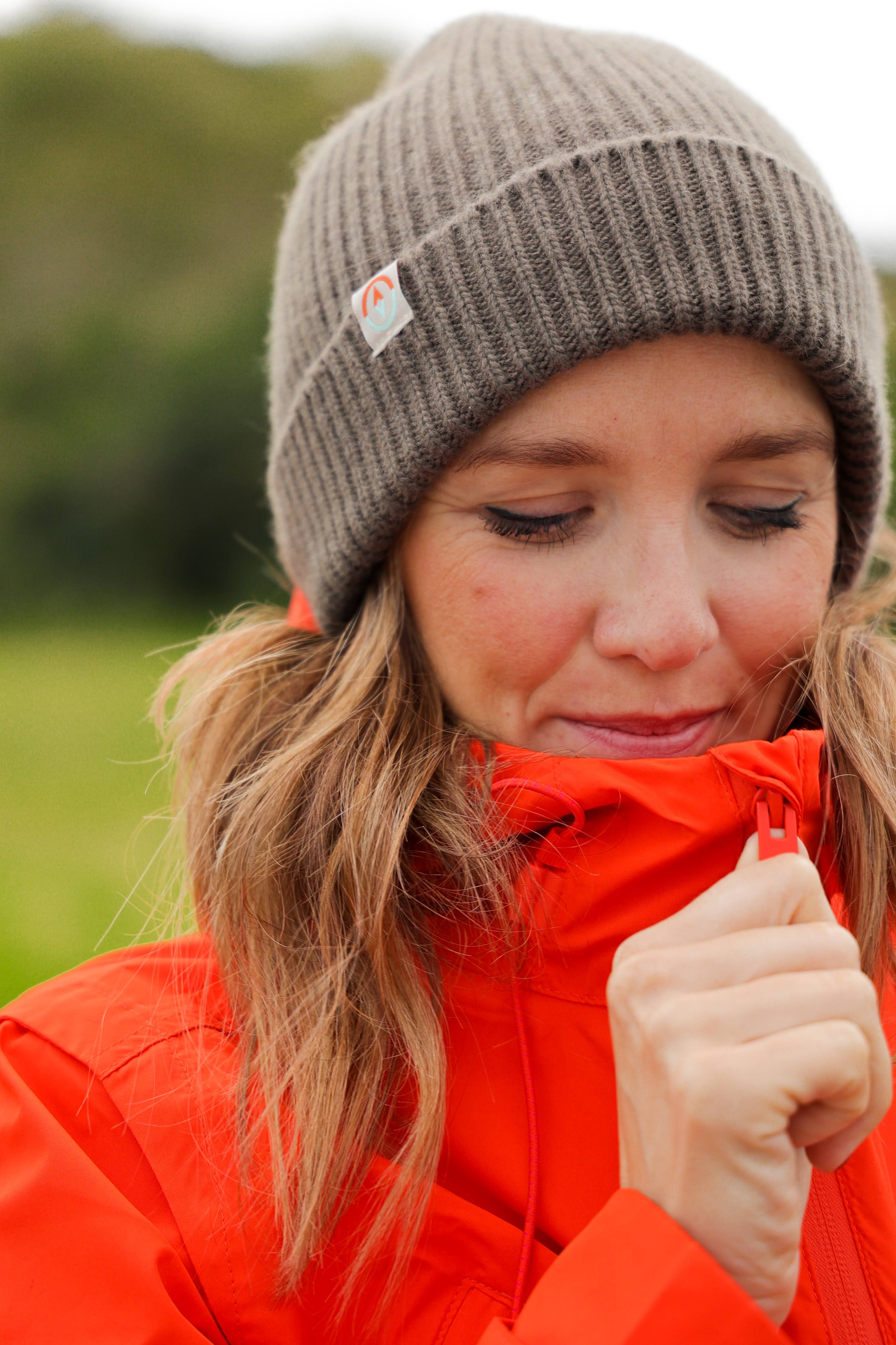 Malin Cashmere + Merino Mix Ribbed Beanie - Seaweed Green Brown