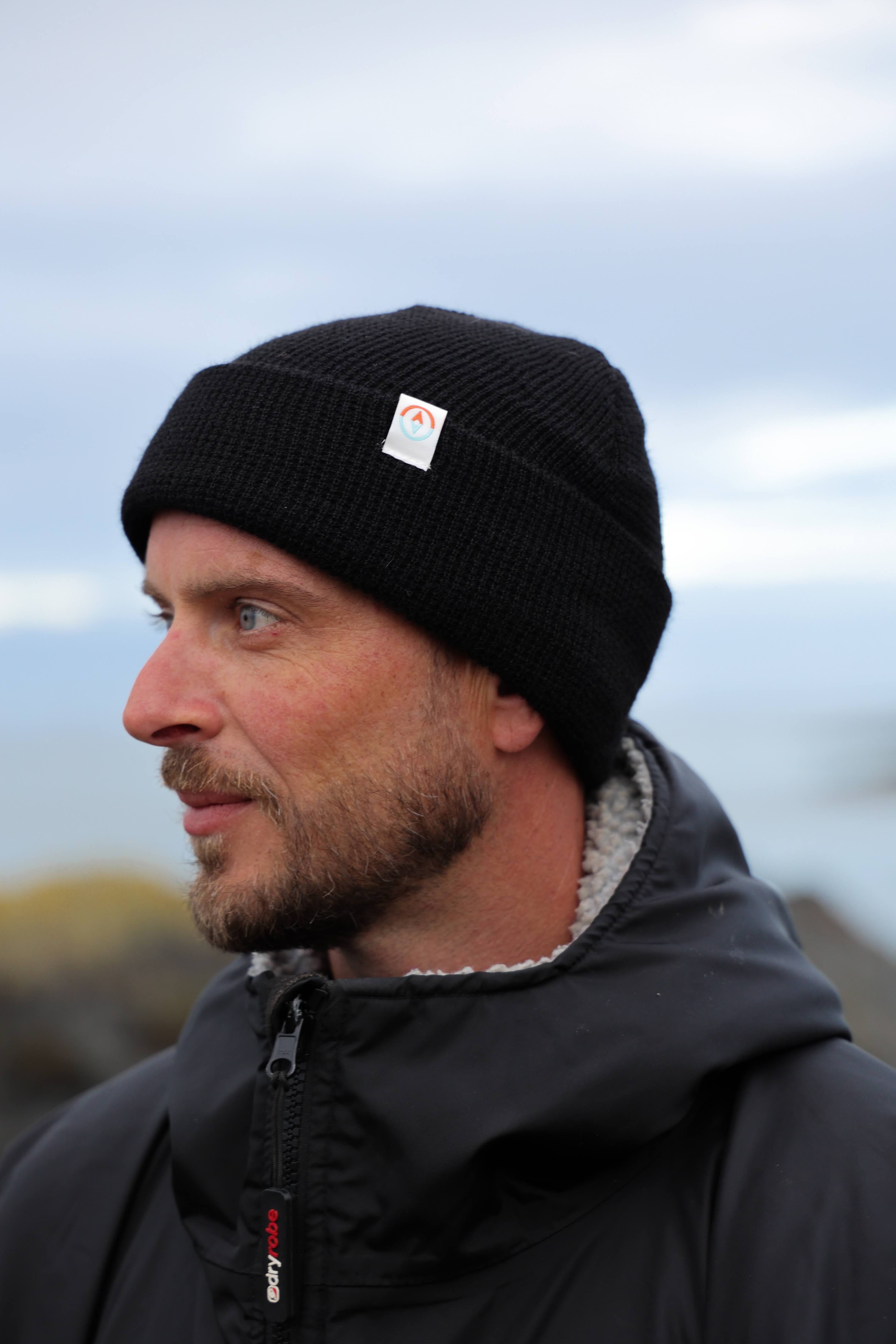 Garron Recycled Waffle Knit Beanie - Basalt Black