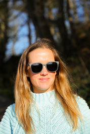 A classic soft rectangular frame. Made with a sustainable speckled charcoal wheatstraw or coffee residue frame and walnut wood temples, it's lightweight and comfortable offering the highest protection with UV400 polarised lenses in a smoke black colour or mirror sky blue. Eco-friendly using plastic alternative frames t…