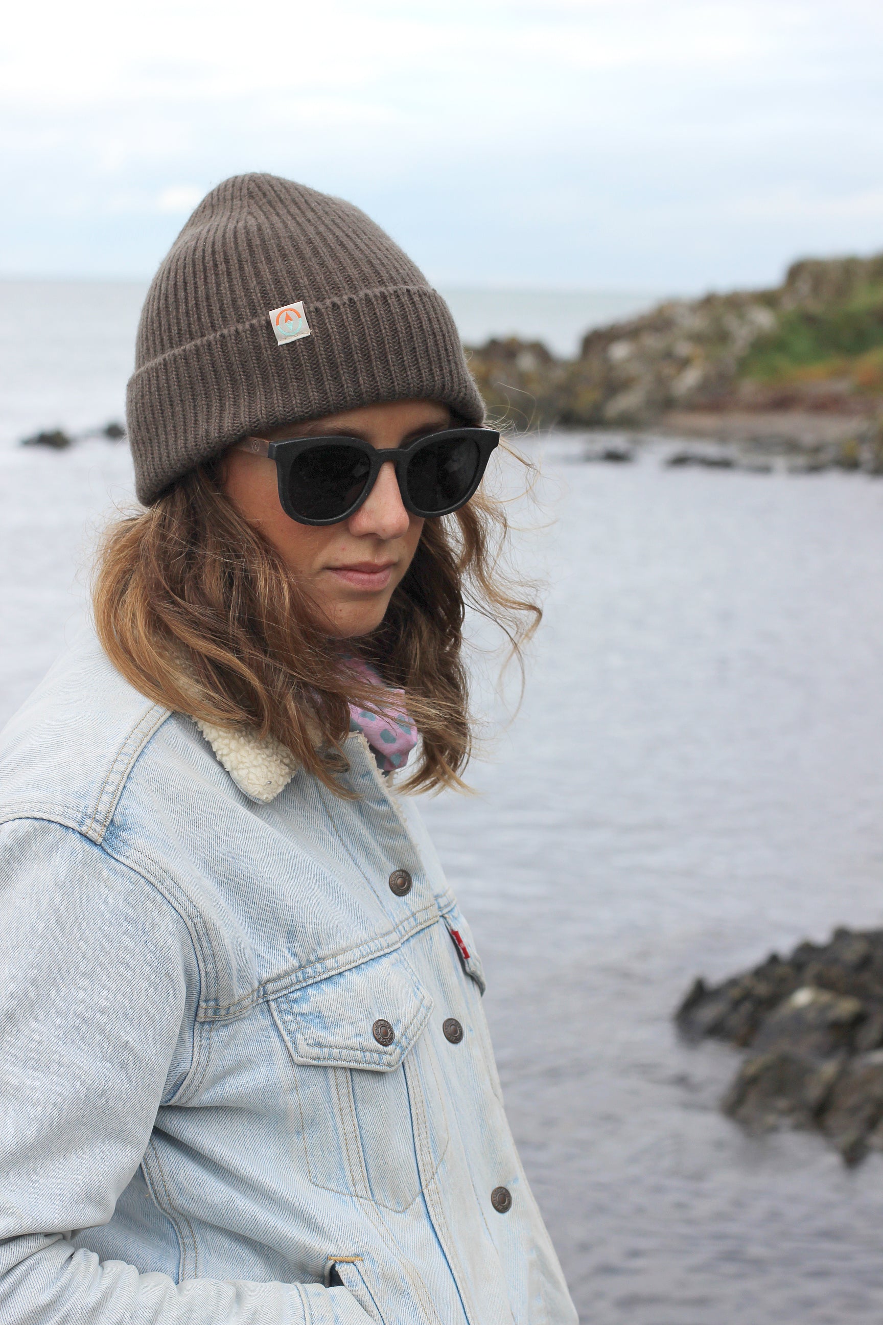 Malin Cashmere + Merino Mix Ribbed Beanie - Seaweed Green Brown