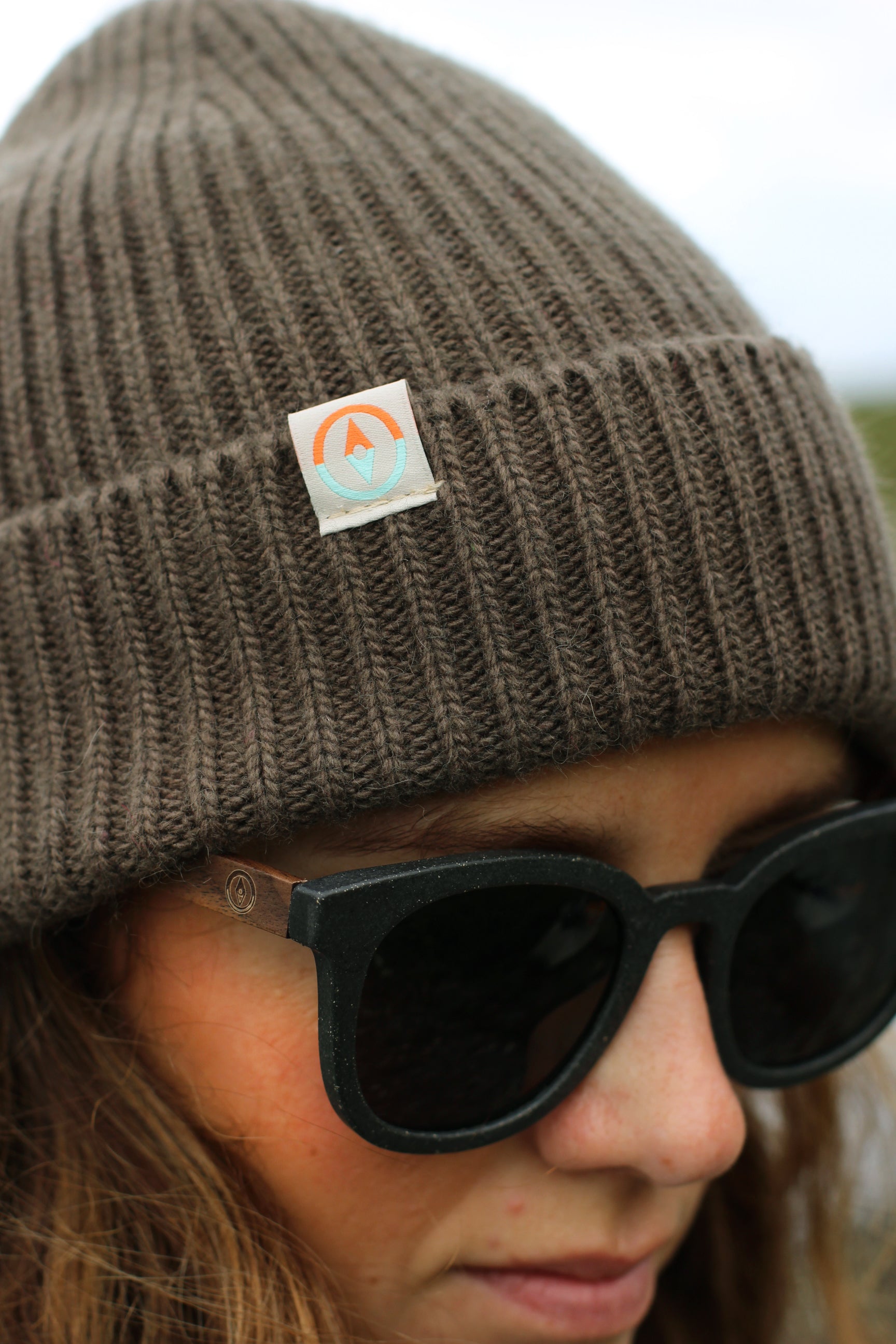 Malin Cashmere + Merino Mix Ribbed Beanie - Seaweed Green Brown