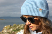 Malin Cashmere + Merino Mix Ribbed Beanie - Sky Blue