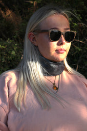 A classic soft rectangular frame. Made with a sustainable speckled charcoal wheatstraw or coffee residue frame and walnut wood temples, it's lightweight and comfortable offering the highest protection with UV400 polarised lenses in a smoke black colour or mirror sky blue. Eco-friendly using plastic alternative frames t…